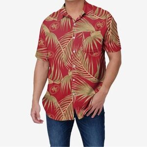 NWT FOCO NFL Team SF 49ers Hawaiian Button Up Shirt, Large